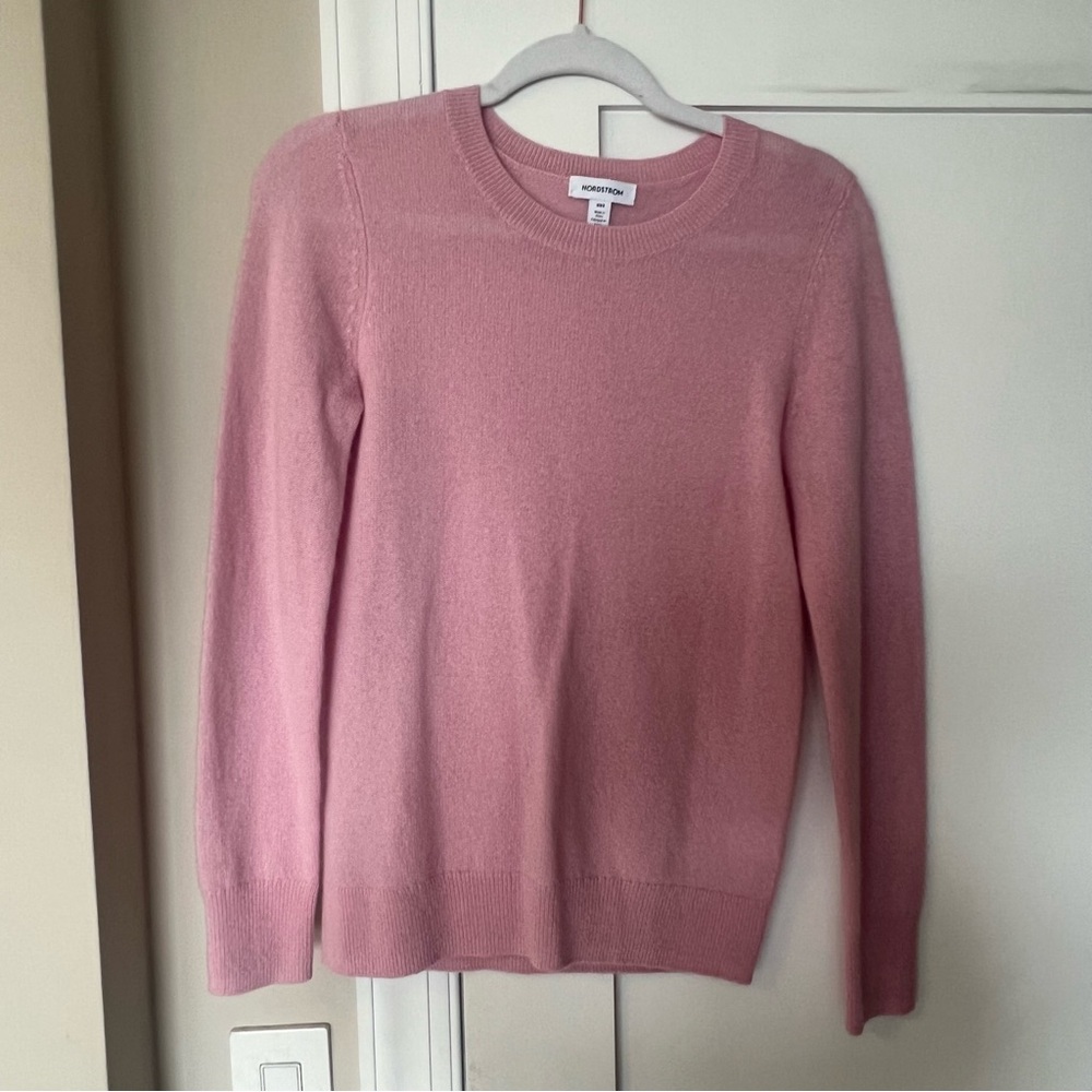 Pink 100% Cashmere Crewneck Sweater